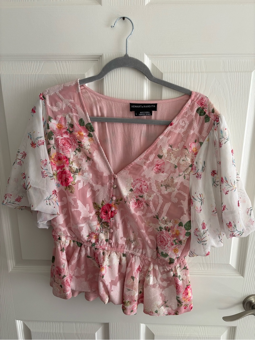 hemant and nandita top pink floral large